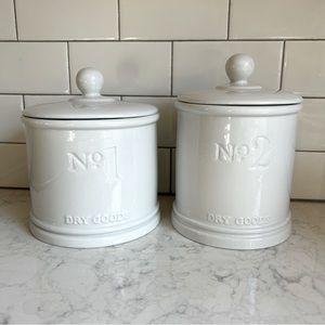 White Ceramic Cannisters — for Kitchen, Flour, Sugar